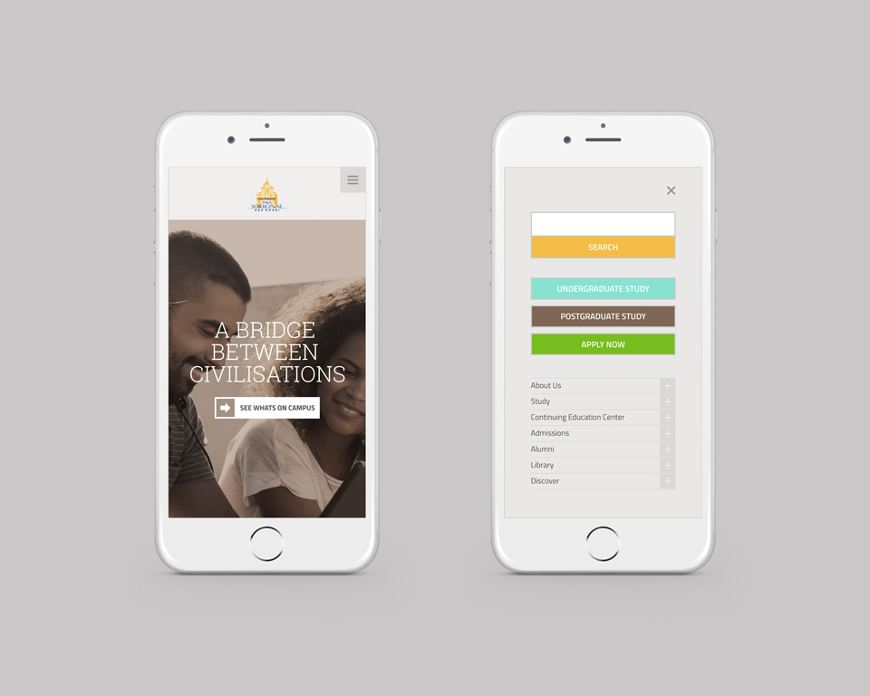 Sorbonne Website Mobile Homepage
